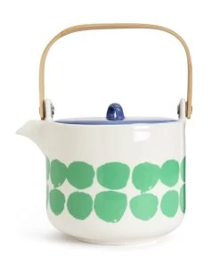 Habitat Abstract Stoneware Teapot - Green And Blue