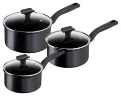 Tefal Total 3 Piece Non Stick Pan Set - Black