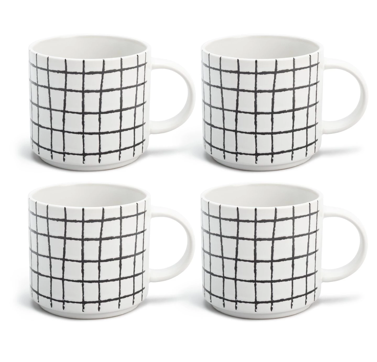 Habitat Grid Set Of 4 Mugs - White
