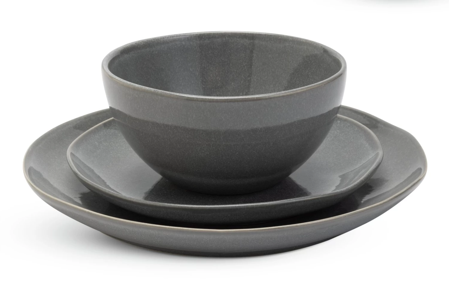 Habitat 12 Piece Stoneware Dinner Set - Grey - Image 3