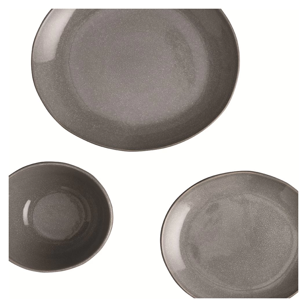 Habitat 12 Piece Stoneware Dinner Set - Grey - Image 7