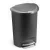 Simplehuman 50 Litre Plastic Semi Round Pedal Bin - Grey