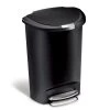 Simplehuman 50L Plastic Semi Round Pedal Bin - Black