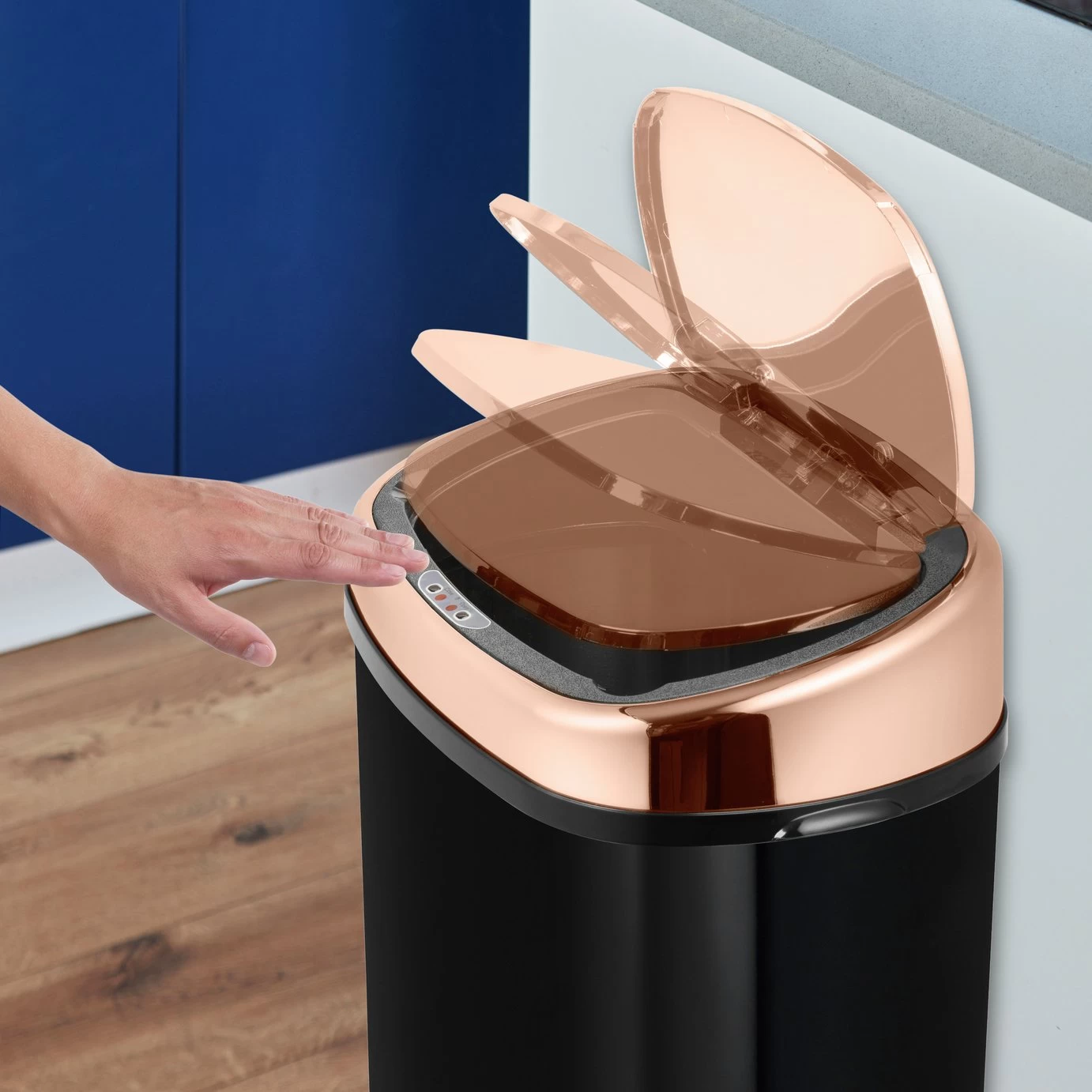 Tower 58L Sensor Bin - Rose Gold & Black - Image 3