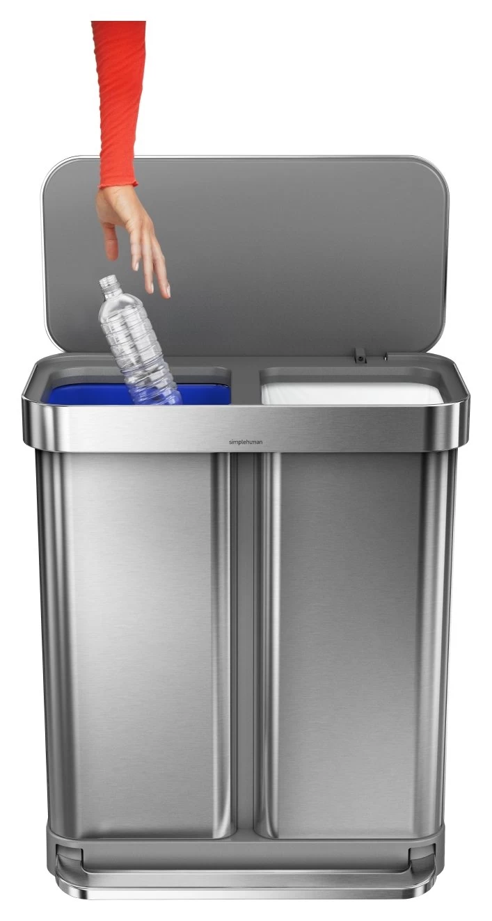 Simplehuman 58 Litre Recycler Bin - Stainless Steel - Image 4