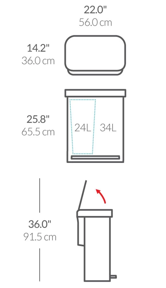 Simplehuman 58 Litre Recycler Bin - Stainless Steel - Image 8