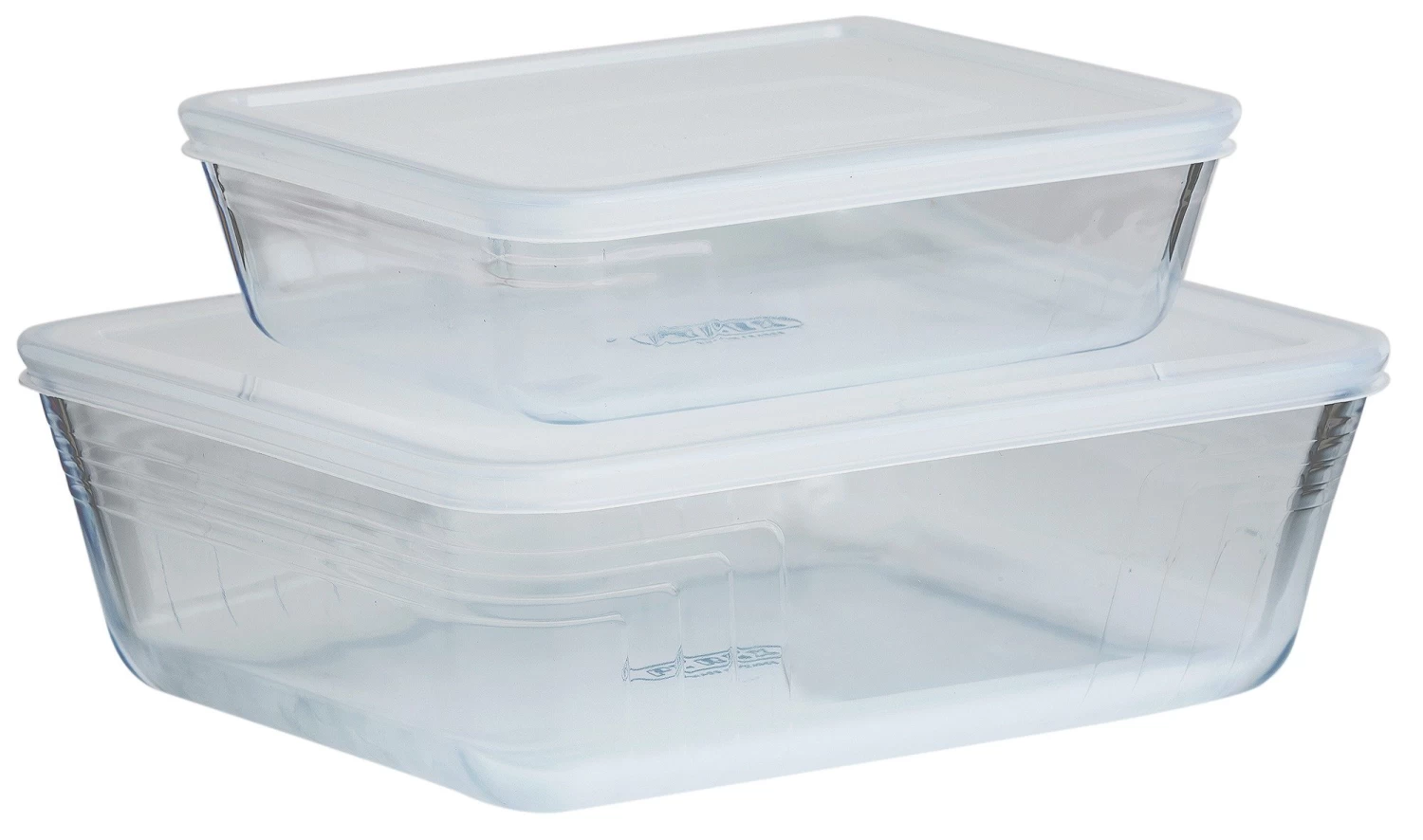 Pyrex Set Of 2 Glass Roasters With Plastic Storage Lids