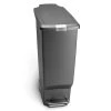 Simplehuman 40 Litre Plastic Slim Pedal Bin - Grey