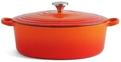 Habitat 4.7 Litre Cast Iron Oval Casserole Dish - Orange