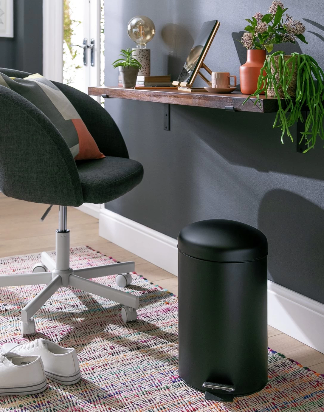 Habitat 12 Litre Domed Pedal Bin - Black - Image 2