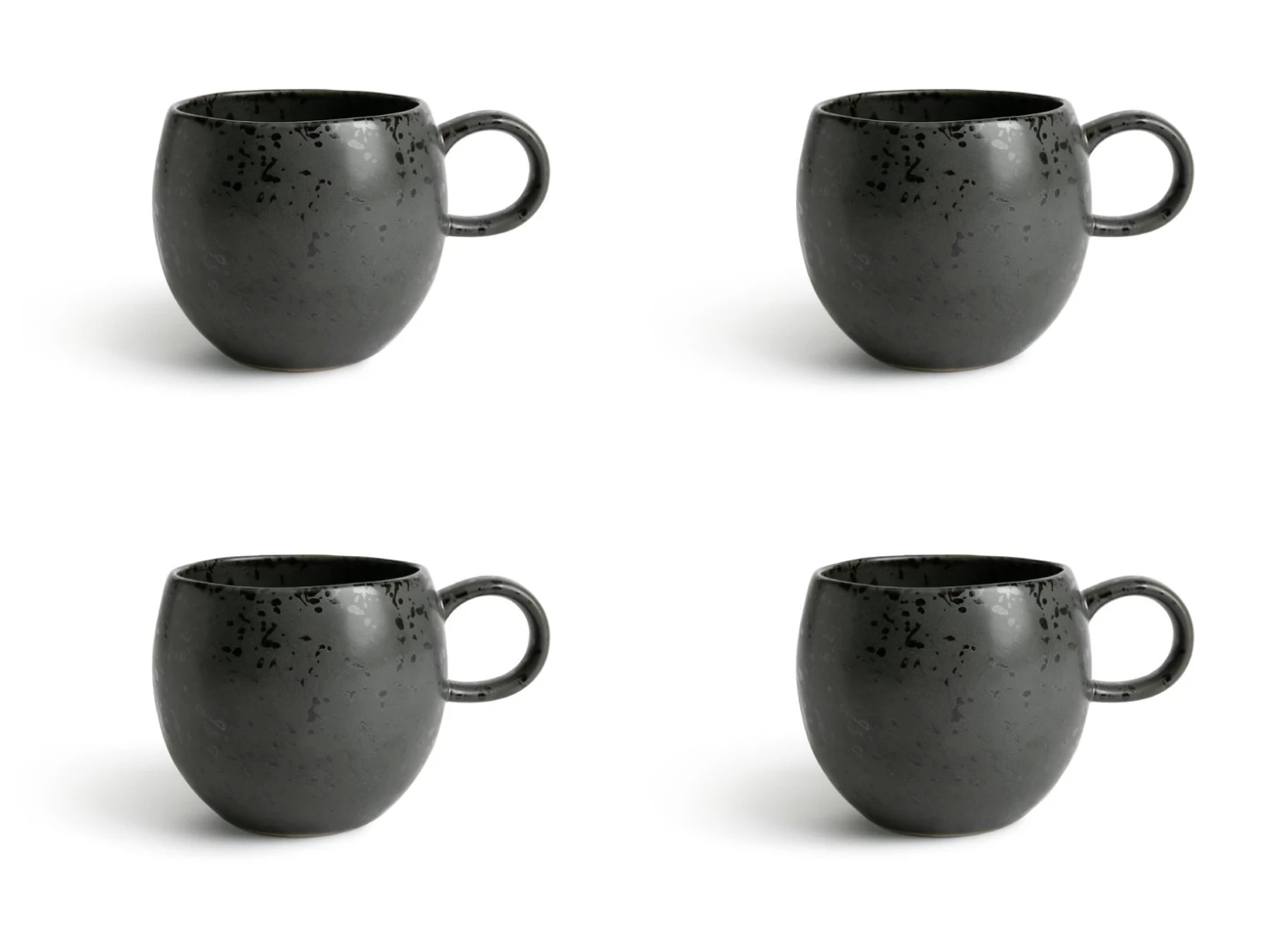 Habitat Set Of 4 Preto Stoneware Mugs