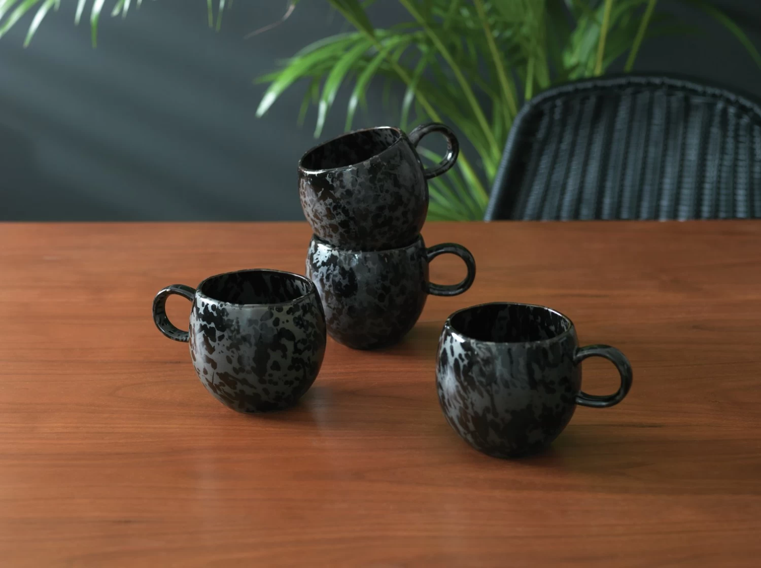 Habitat Set Of 4 Preto Stoneware Mugs - Image 2