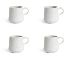 Habitat Addison Set Of 4 Speckled Mugs - White