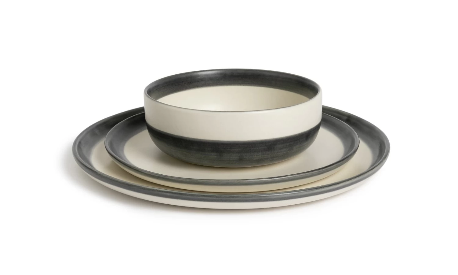 Habitat Stripe 12 Piece Stoneware Dinner Set - Multicoloured - Image 3