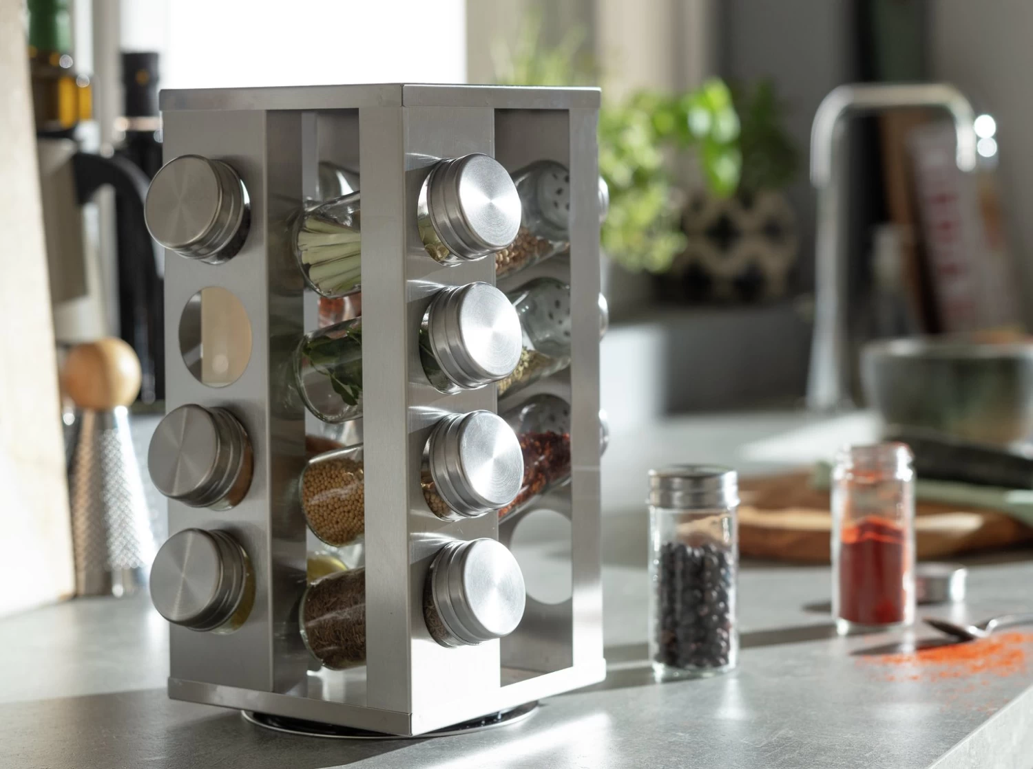 Habitat 16 Jar Stainless Steel Revolving Spice Rack - Image 2