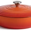Habitat 4 Litre Cast Iron Shallow Casserole Dish - Orange
