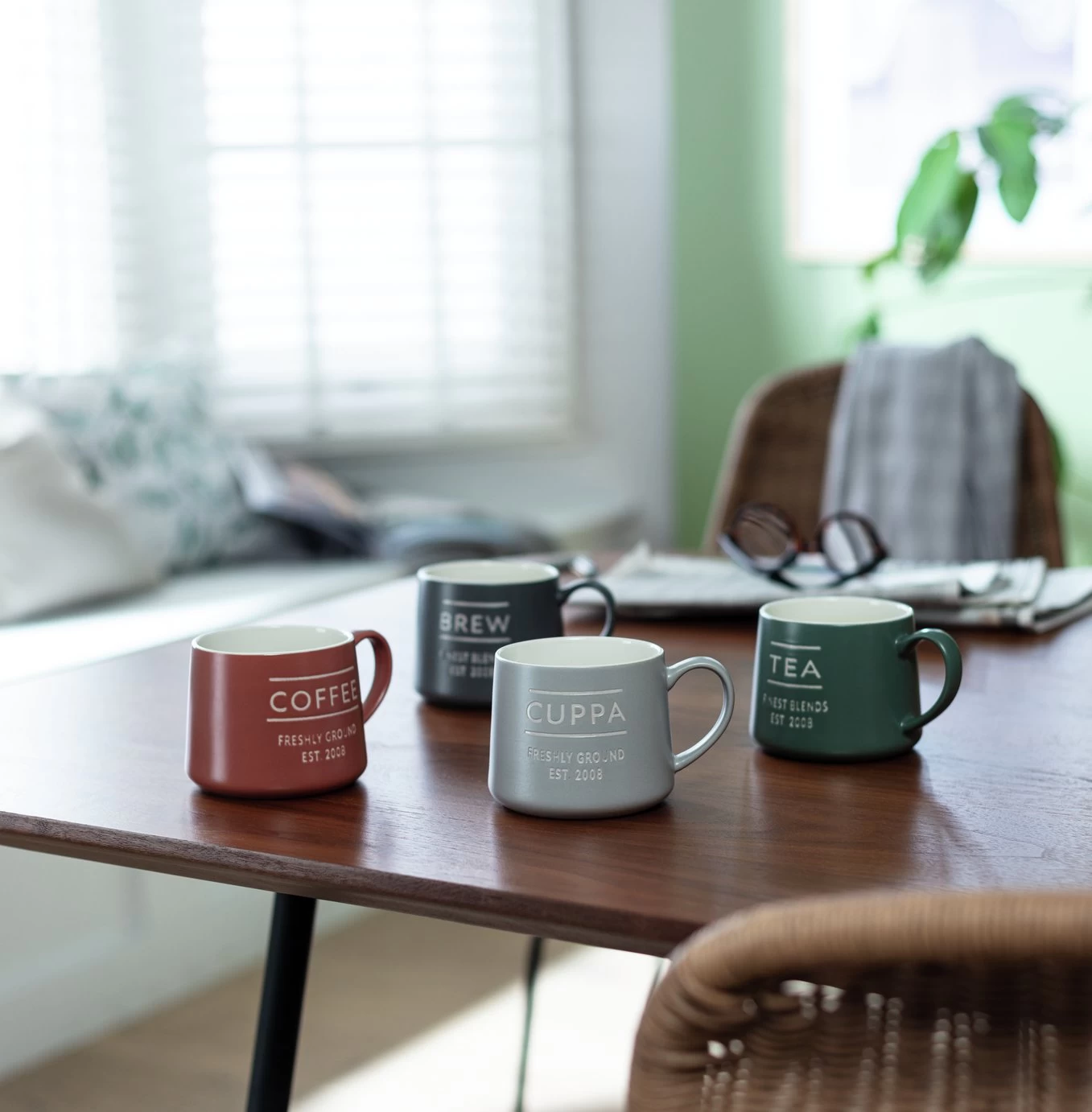 Habitat Set Of 4 Tea & Coffee Slogan Mugs - Image 2