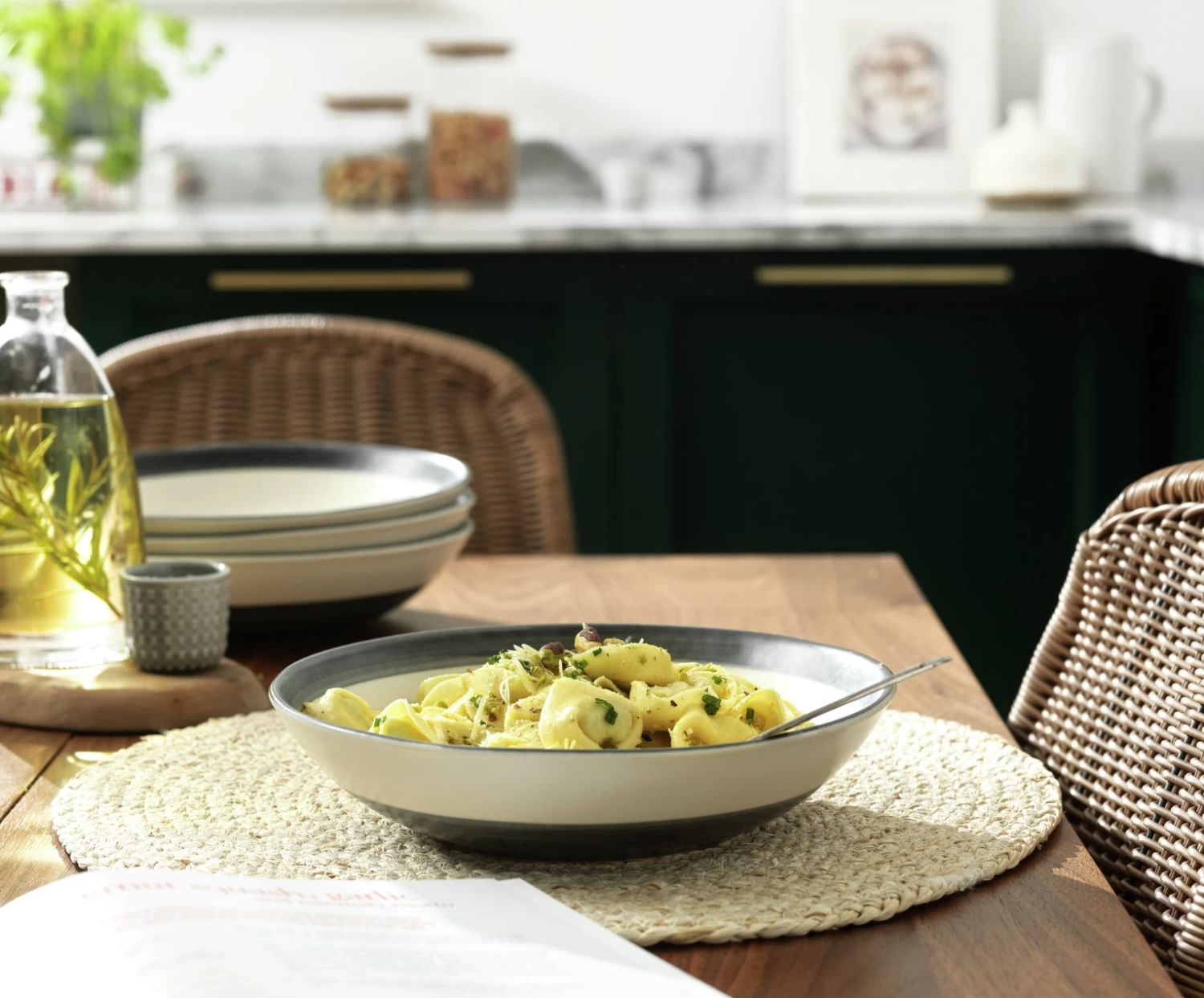 Habitat Stripe 4 Piece Stoneware Pasta Bowl - Blue - Image 2