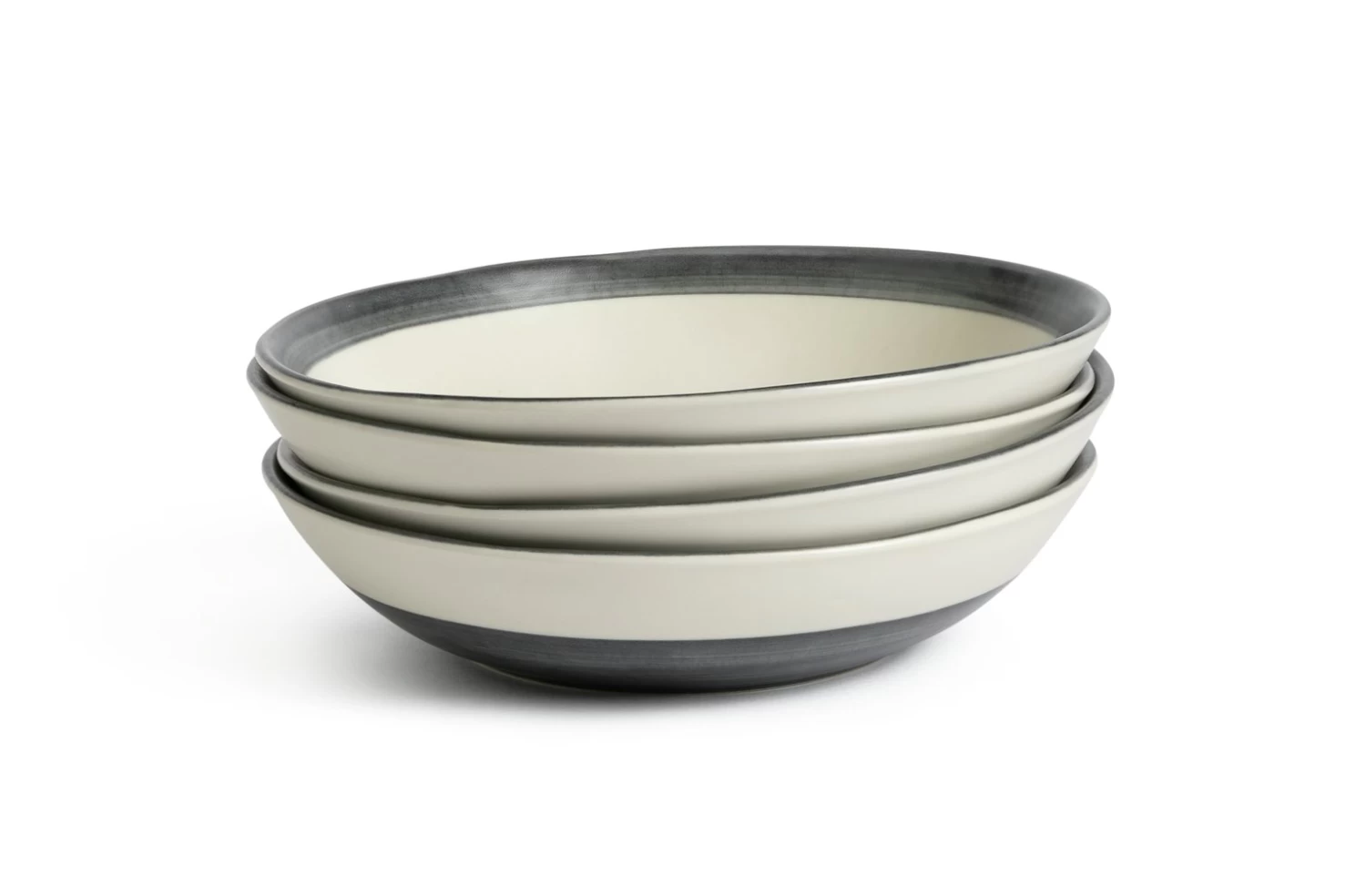 Habitat Stripe 4 Piece Stoneware Pasta Bowl - Blue - Image 3