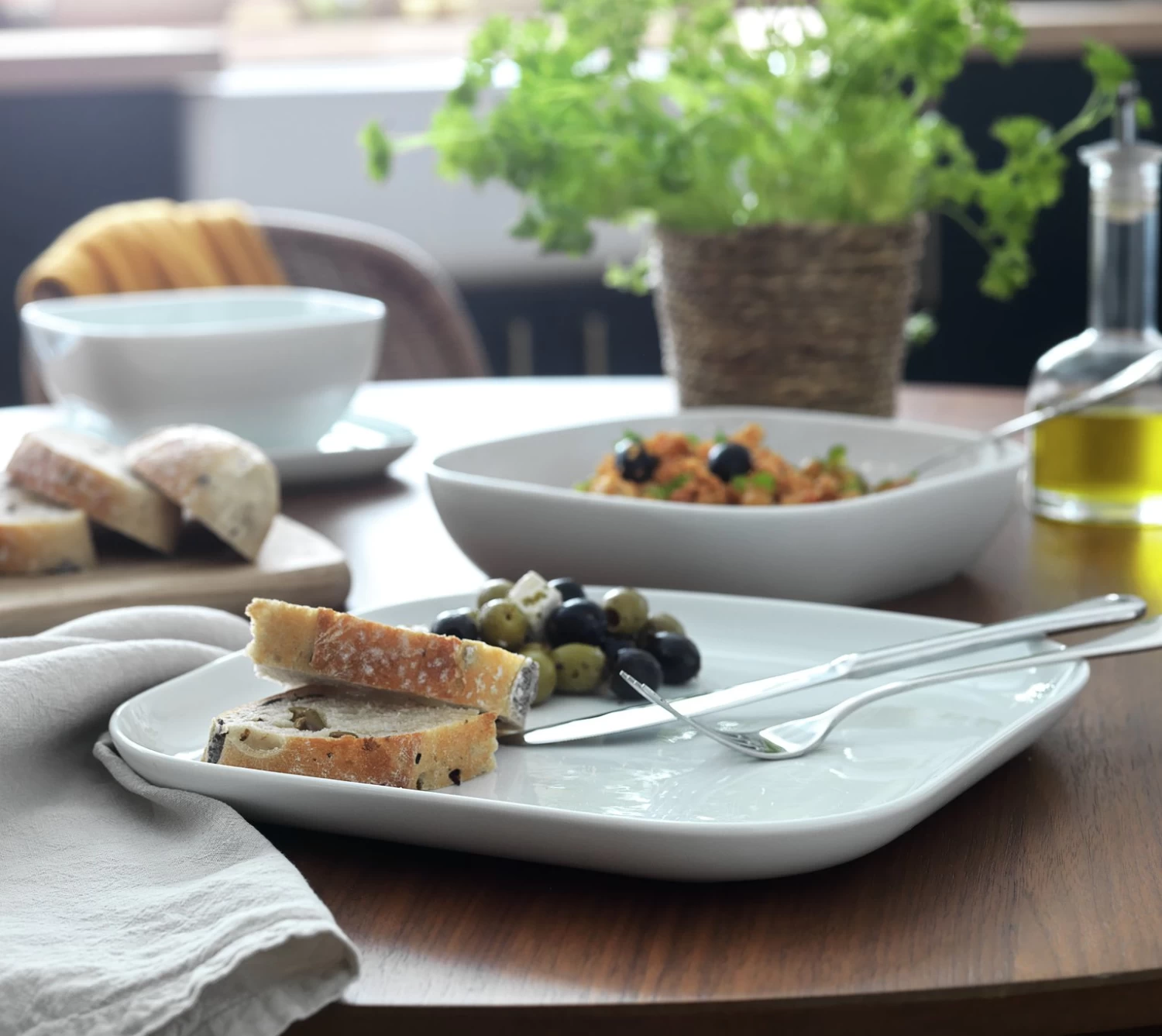 Habitat Riko Square 4 Piece Dinner Plates - White - Image 2